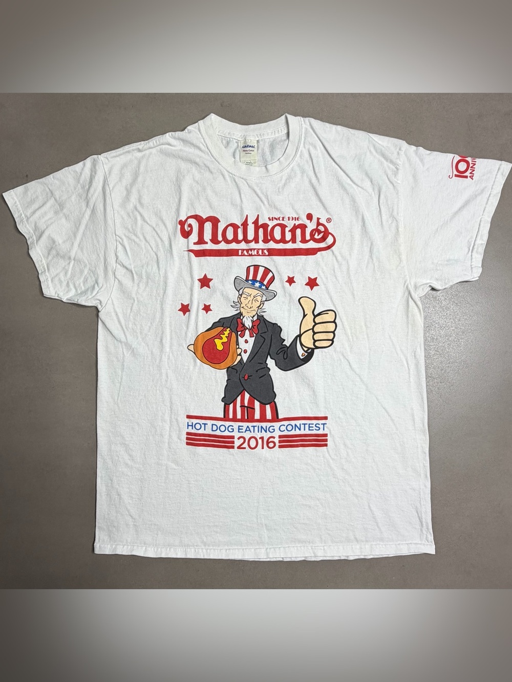 Nathan's Famous Hot Dog Eating Contest 2016 100th Anniversary T-Shirt - XL